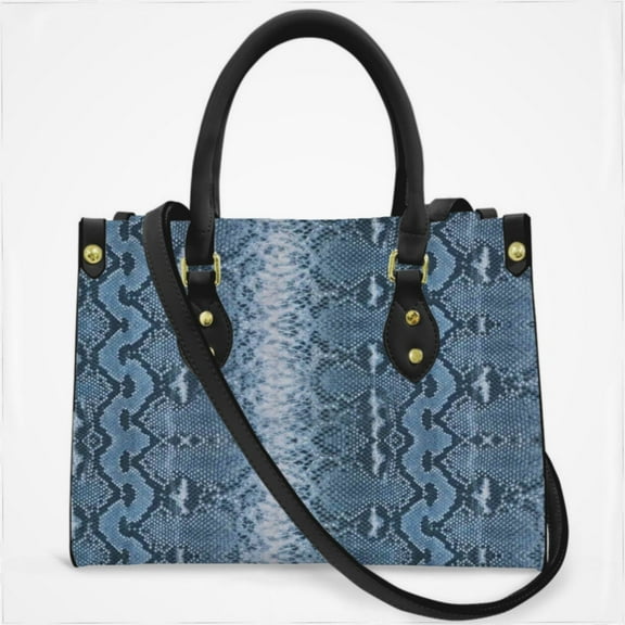 Blue Snake Pattern Cross Body Bags For Women Small Leather Female Handbags Fashion Top-Handle Totes