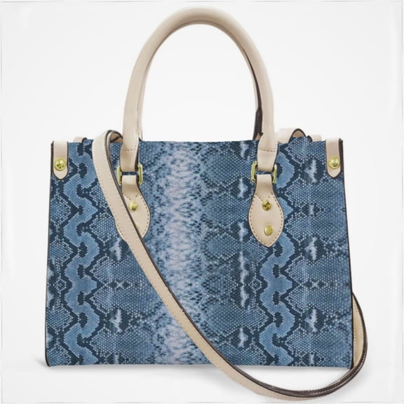 Blue Snake Pattern Cross Body Bags For Women Small Leather Female Handbags Fashion Top-Handle Totes