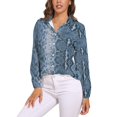 thumbnail image 1 of Blue Snake Pattern Long Sleeve Blouse Woman Streetwear Casual Shirts Summer Oversize Woman Streetwear Clothing Birthday Present, 1 of 7