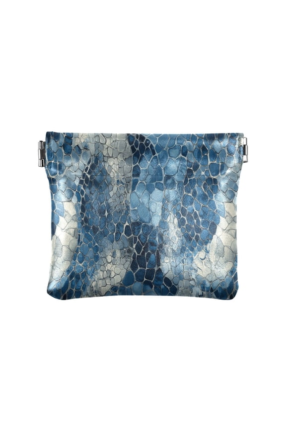 Blue Snake Skin Vintage Women's Coin Purses Change Pouches Wallets Makeup Bags Portable Jewelry Bags Cosmetic Accessories