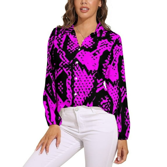 Blue Snake pattern Blouse Long-Sleeve Python Print Vintage Blouses Female Classic Oversize Shirt Graphic Tops Birthday Gift