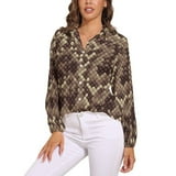 Blue Snake pattern Blouse Long-Sleeve Python Print Vintage Blouses ...