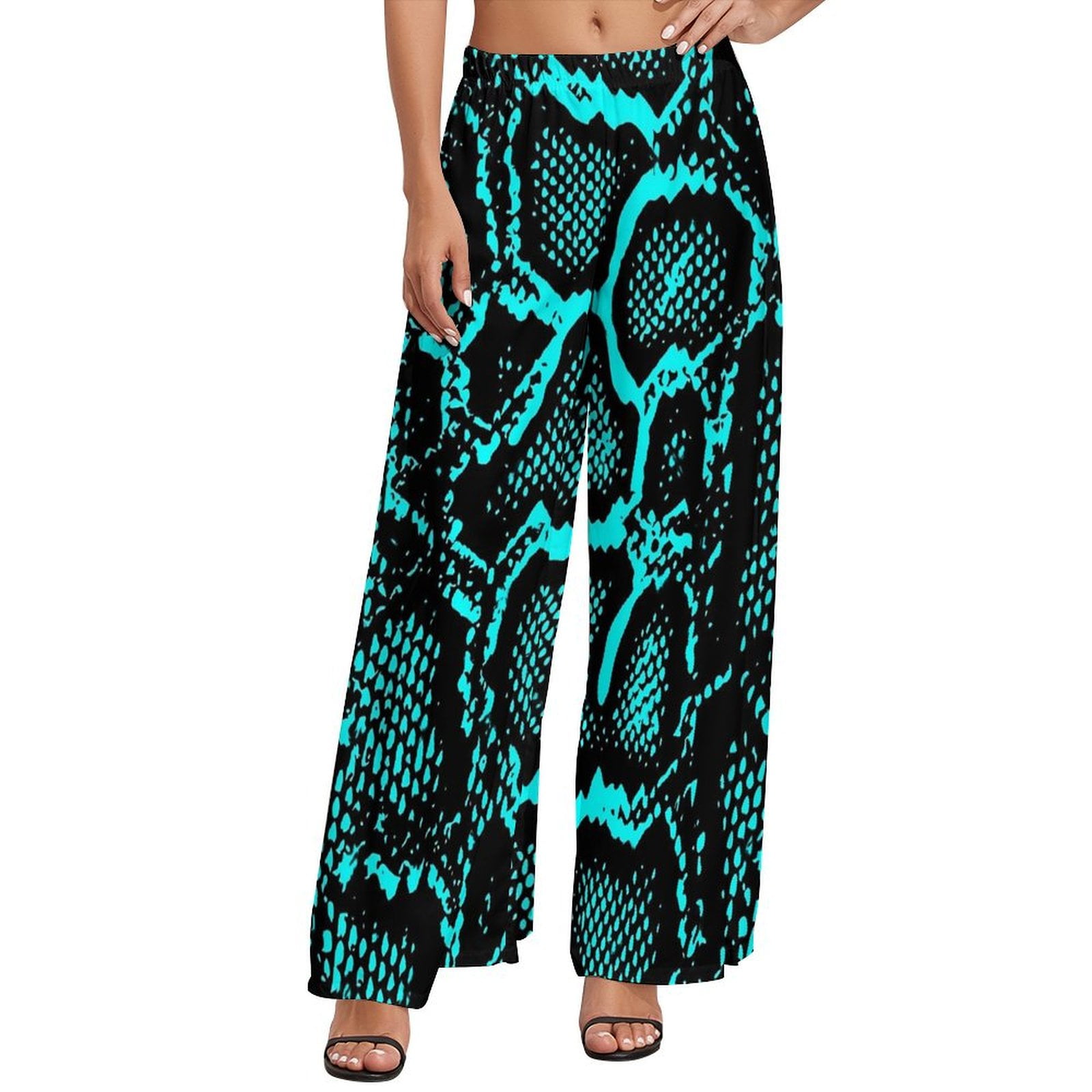 Unique Pleated Waist Snake Print Loose Pocket Wide Leg Pants main image 1