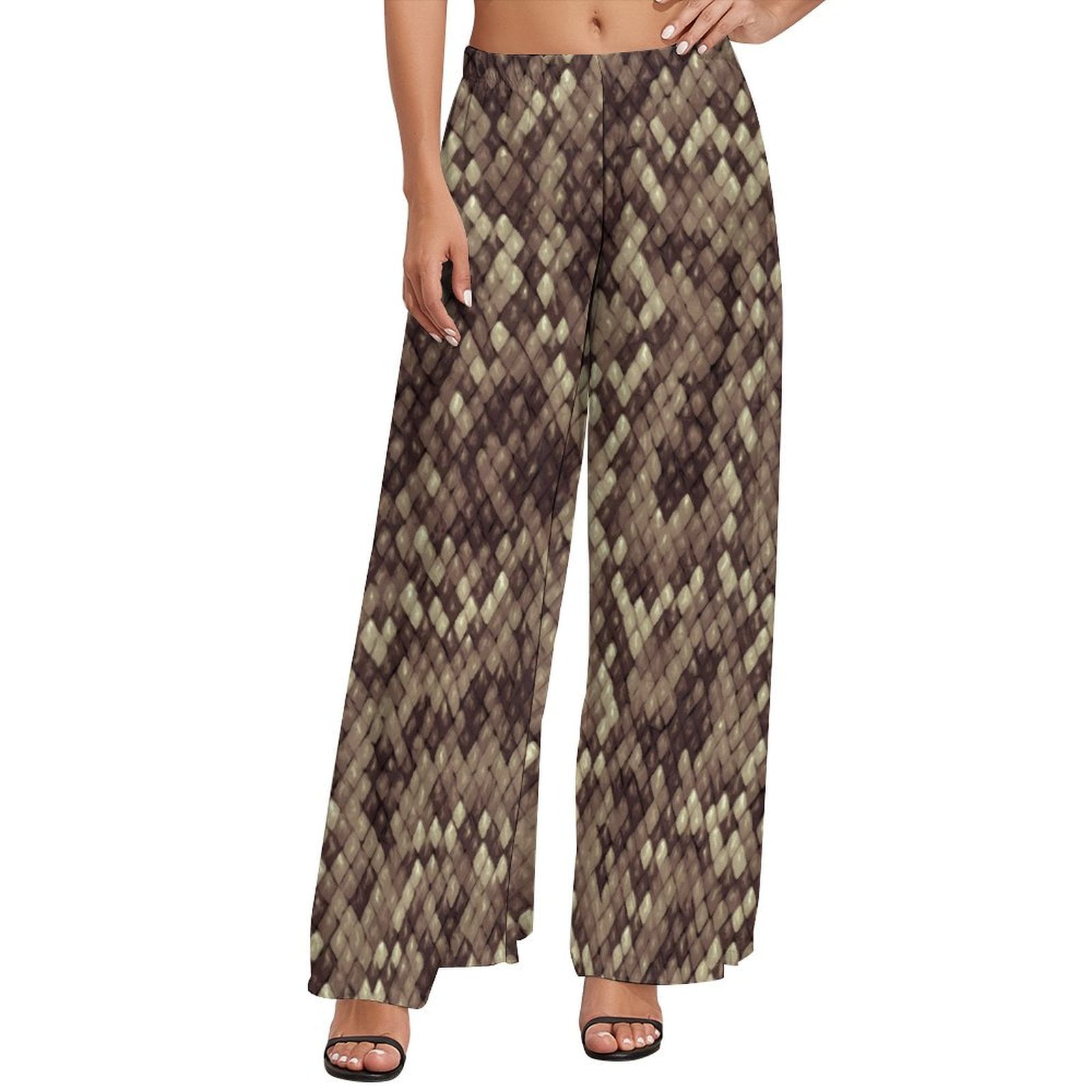 Blue Snakeskin Pants Python Print Streetwear Straight Wide Leg Pants ...