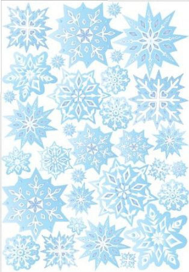 Blue Snow Flakes Wall Stickers / Snowflake Wall Decor in Ice Blue / 32 Snowflake Wall Decals