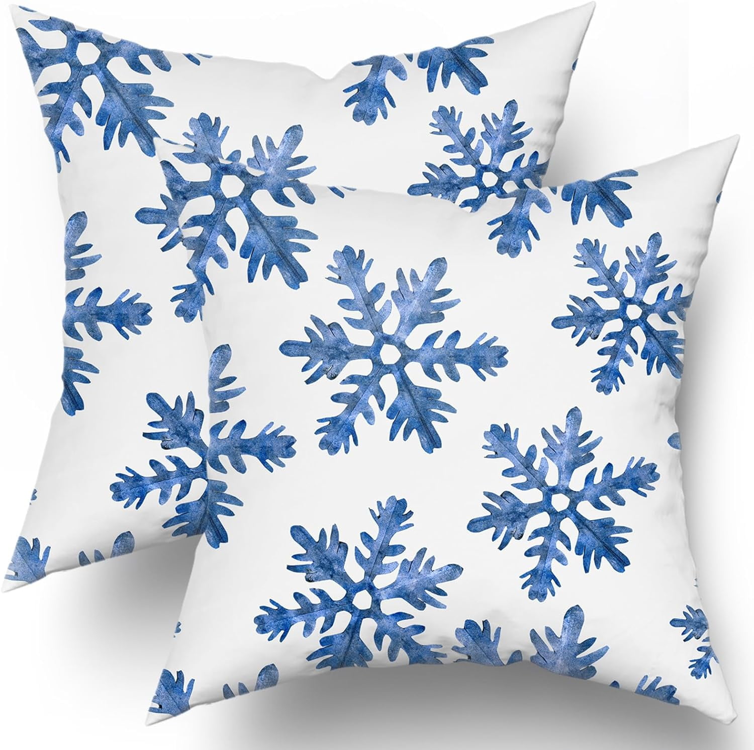 Blue Snow Flakes Winter Pillow Covers 20X20 Inch Set of 2 Falling ...
