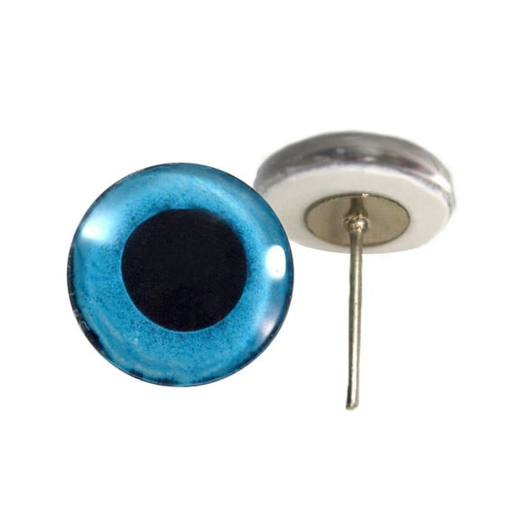Blue Snow Owl Glass Eyes on Wire Pin Posts