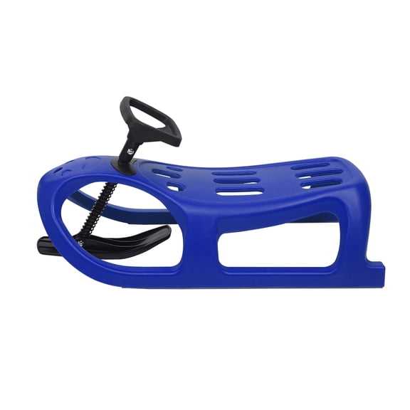 Blue Snow Racer Sled for Kids, Winter Sport Ski Sled Slider Board with Steering Wheel & Footrest, 220 lbs Capacity Snow Sled for Kids, Teenagers, Adult