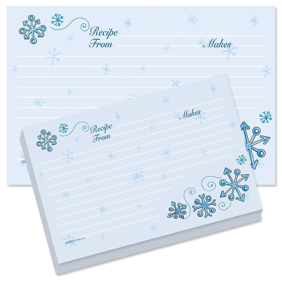 Current Blue Snow Christmas Recipe Cards - Set of 48 Holiday Recipe Cards, Two Sizes, 3x5" and 4 x 6"