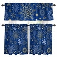thumbnail image 1 of Blue Snowflake Christmas Kitchen Curtains Sets for Windows 24 Inch Length, Xmas Snowflake Rod Pocket Window Treatments Tier Curtains and Valances Set for Bedroom/Bathroom, 1 of 8