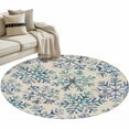 thumbnail image 1 of Blue Snowflake Christmas Round Area Rug 4ft, Xmas Snowflake Vintage Washable Non-Slip Circle Rugs for Bedroom Living Room Kitchen, Soft Non Shedding Circle Carpet for Dining Room Dorm, 1 of 9