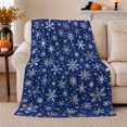 thumbnail image 1 of Blue Snowflake Field with Starry Dots, Cheerful Holiday Style for Snowflake Lovers, Frosty Winter Motif and Christmas Gift, Cozy Flannel Blanket for Family Room and Guest Room, Home Decor, 1 of 9