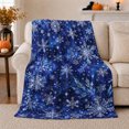 thumbnail image 1 of Intricate Snowflakes And Stars Across Deep Blue Swirls for Winter Art Enthusiasts, Magical Illustration Home Decor for Living Room and Bedroom, Christmas Gift with Cozy Flannel Blanket, 1 of 9