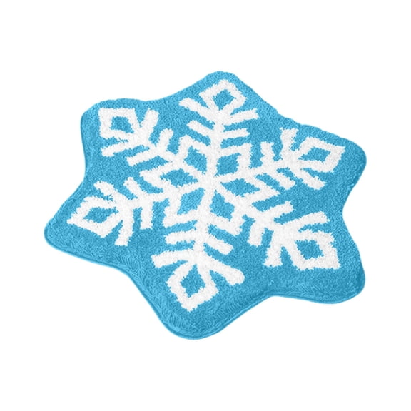 Blue Snowflake Pattern Floor Mat For Christmas Decorations Cozy And Warm For Rocking Chairs Or Seating Areas Durable Construction For Indoor Use