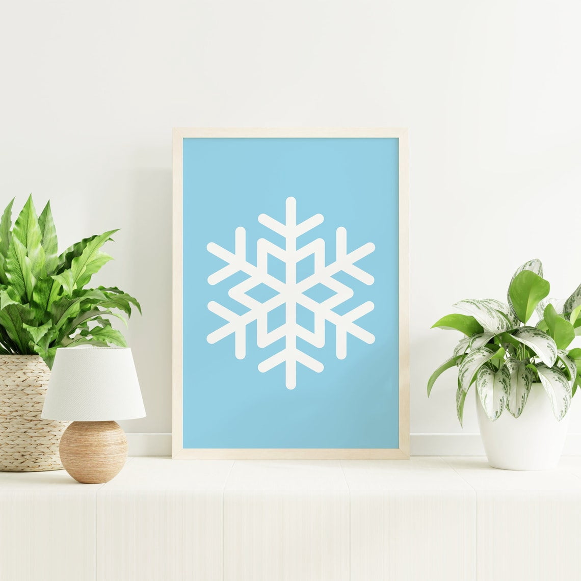 Blue Snowflake Poster Cute Decor Winter Wall Art Poster, Unframed Size ...