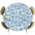 thumbnail image 1 of Blue Snowflake Round Tablecloth 36-44 Inch Round Fitted Table Cloth with Elastic Edge, Christmas Snowflake Blue White Waterproof Table Cover Protector for Outdoor Picnic Party Dining, 1 of 6