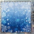 thumbnail image 1 of Blue Snowflake Snow Bathroom Shower Curtain 71W by 71H Inch Winter Christmas Xmas Holiday New Year Ombre Polyester Fabric 12 Plastic Hooks Waterproof Decor, 1 of 6