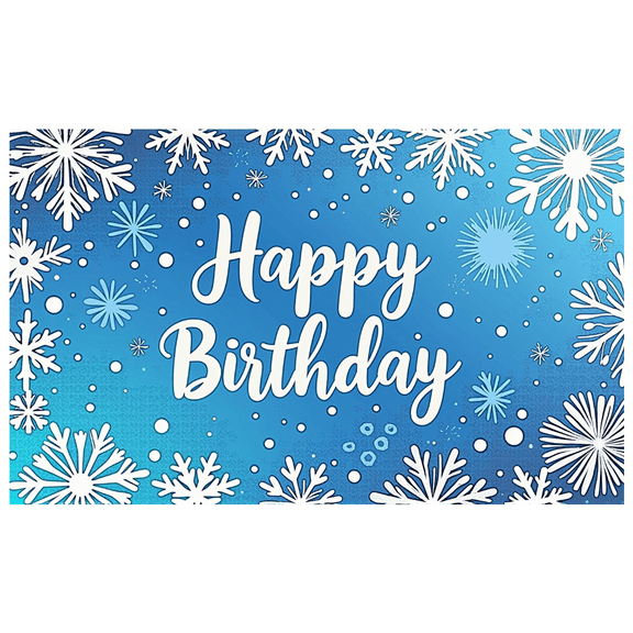 Blue Snowflake Themed Happy Birthday Backdrop Banner Party Decorations Photography Props for Birthday Parties Winter Celebrations Photo Booths and Event Decor