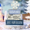 thumbnail image 1 of Blue Snowflake Tiered Tray Under 5 ! Yrmaups Wooden Snowflake Decor Winter Centerpiece Table Decor Holiday Tray Festive Display Home Decoration Stacked Wood Blocks Vintage Pattern, 1 of 6