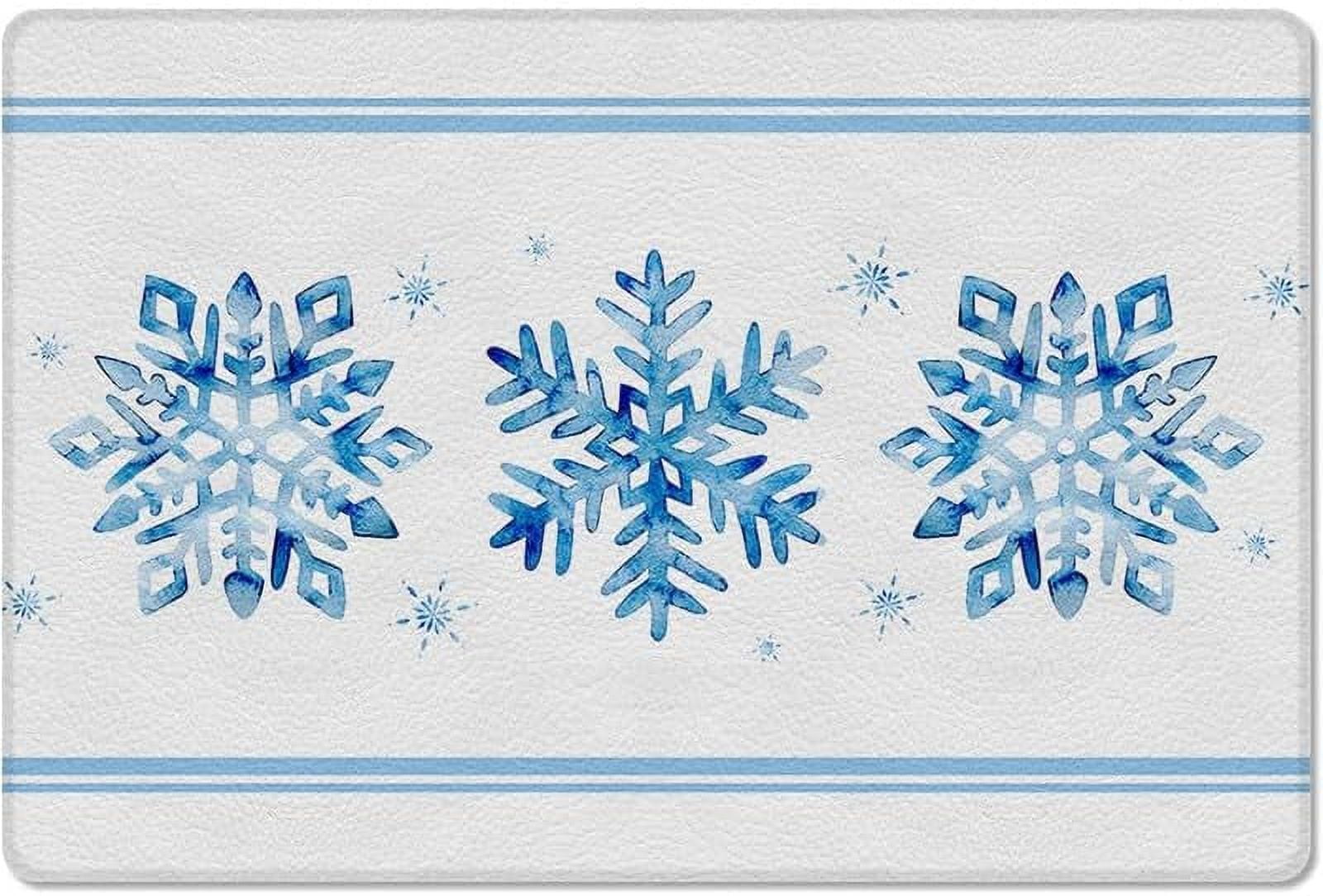 Blue Snowflake Winter Merry Christmas Front Door Mat Outdoor Waterproof