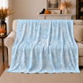 thumbnail image 1 of Blue Snowflake Winter Pattern, Festive Holiday Scene, Warm Flannel Blanket for Living Room and Family Room with Detailed Artwork, Art Lovers Housewarming Gift, Festive Home Decor, 1 of 9