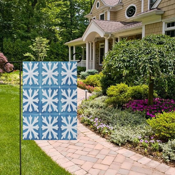 Blue Snowflakes Cubes Garden Flag Double Sided 12 x 18 Inch Outside Yard Decoration Outdoor Flag