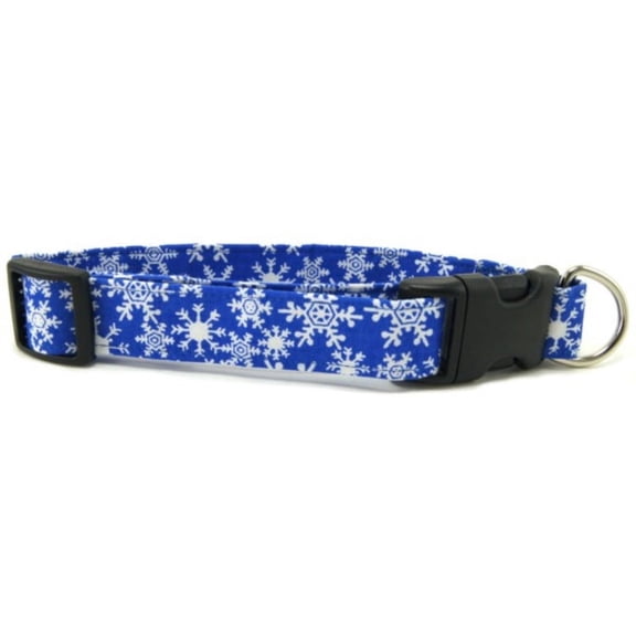 Blue Snowflakes Dog Collar - Size - Small