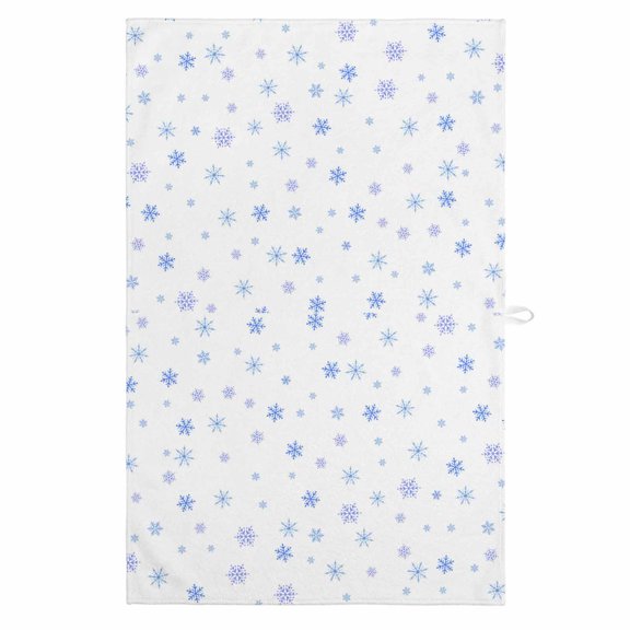 Blue Snowflakes Kitchen Towels Dish Towel Pack of 1 Winter Christmas Tiny Stars Snow Dots Minimalist Soft Dish Cloth Set Absorbent Dishcloth for Drying Dishes, Hand Towels 18 x 28 Inches