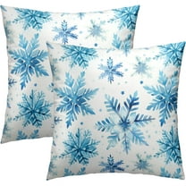 Blue Snowflakes Throw Pillow Covers 20x20 Inch Christmas Decor Decorative Cushion Case Snow Winter Decorations Soft Comfortable Pillowcase for Sofa Couch Bed