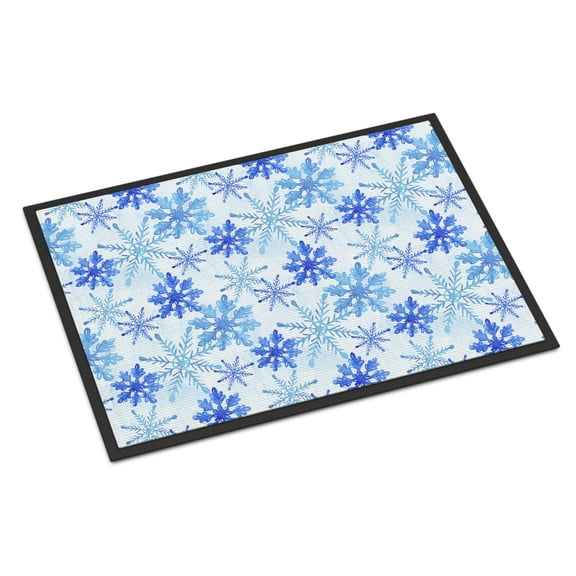 Blue Snowflakes Watercolor Doormat 18x27