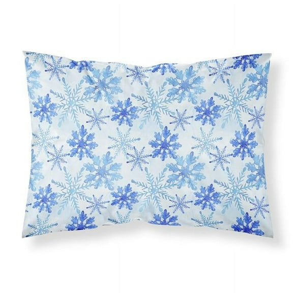 Blue Snowflakes Watercolor Fabric Standard Pillowcase - Blue