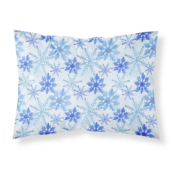 Blue Snowflakes Watercolor Fabric Standard Pillowcase