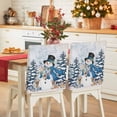thumbnail image 1 of Blue Snowman Chair Covers Set of 1 Christmas Tree Winter Snowflake Grey Elk Rabbit Chair Back Covers Stretch Removable Washable Slipcovers Protector for Dining Room Kitchen Party Decor, 1 of 5