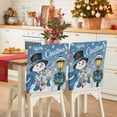 thumbnail image 1 of Blue Snowman Chair Covers Set of 6 Christmas Winter Wreath Snowflake Xmas Chair Back Covers Stretch Removable Washable Slipcovers Protector for Dining Room Kitchen Party Decor, 1 of 5