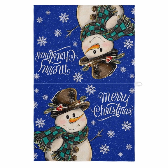 Blue Snowman Christmas 1 Pack Kitchen Towel, Water Absorbent Dish Towel, Xmas Snowflake Funny Rustic Decorative Hand Towels - Quick Drying Cloth for Cooking Baking, 18x28 Inch