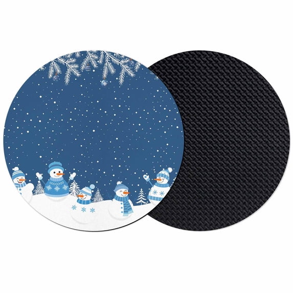 Blue Snowman Christmas Coasters Set of 2, Absorbent Coasters for Drinks, Winter Snowflake Pine Xmas Tree Coaster for Desk Coffee Table Protection, Home Decor House Warming Gifts 4"