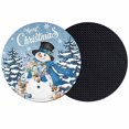 thumbnail image 1 of Blue Snowman Christmas Coasters Set of 2, Absorbent Coasters for Drinks, Xmas Snowflake Gifts Winter Elk Coaster for Desk Coffee Table Protection, Home Decor House Warming Gifts 4", 1 of 8