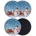 thumbnail image 1 of Blue Snowman Christmas Coasters Set of 4, Absorbent Coasters for Drinks, Snowflake Red Truck Xmas Tree Gifts Coaster for Desk Coffee Table Protection, Home Decor House Warming Gifts 4", 1 of 8