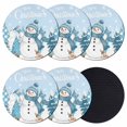 thumbnail image 1 of Blue Snowman Christmas Coasters Set of 6, Absorbent Coasters for Drinks, Xmas Tree Snowflake Elk Winter Coaster for Desk Coffee Table Protection, Home Decor House Warming Gifts 4", 1 of 8