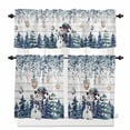 thumbnail image 1 of Blue Snowman Christmas Kitchen Curtains and Valances Set, Eucalyptus Xmas Tree Balls Vintage Rod Pocket Window Valance Window Curtain Panels for Living Room Bedroom Laundry, 27.5x24in, 3 Pieces, 1 of 7