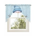 thumbnail image 1 of Blue Snowman Christmas Kitchen Swag Valance for Window, Rod Pocket Short Kitchen Curtains&nbsp;36 Inch Length, Snowflake Xmas Winter Swag Topper Small Window Treatment for Cafe Bathroom Bedroom, 1 of 6