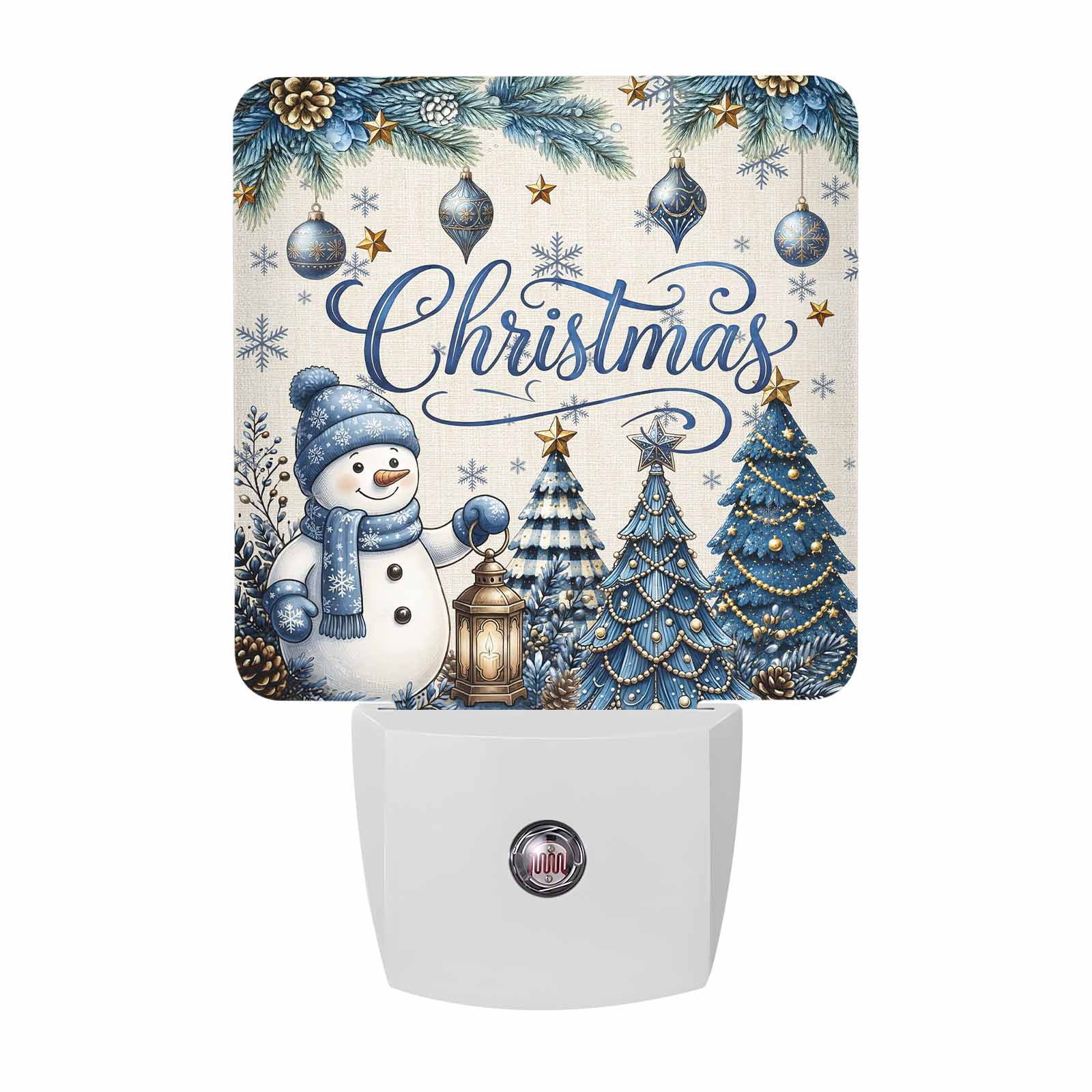 Blue Snowman Christmas Night Lights Plug Into Wall, LED Dusk to Dawn ...