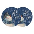 thumbnail image 1 of Blue Snowman Christmas Round Placemats Set of 2, Braided Polypropylene Place Mats, Xmas Winter Snowflake Watercolor Washable Table Mats for Kitchen Dinner Holiday Wedding Party Coffee Table Decor 15", 1 of 9