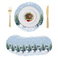 thumbnail image 1 of Blue Snowman Christmas Round Placemats Set of 6, Braided Polypropylene Place Mats, Snowflake Green Xmas Tree Washable Table Mats for Kitchen Dinner Holiday Wedding Party Coffee Table Decoration 15", 1 of 9