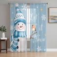 thumbnail image 1 of Blue Snowman Christmas Sheer Curtains 108 Inch Length 2 Panels Set, Xmas Snowflake Birds Voile Window Treatment Semi Sheer Long Curtains Drapes for Bedroom/Living Room/Kitchen 52"x108"x2, 1 of 7