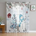 thumbnail image 1 of Blue Snowman Christmas Sheer Curtains 63 Inch Length 2 Panels Set, Semi Transparent Voile Rod Pocket Curtains for Living Dining Room Bedroom Drapes Xmas Tree Ball Snowflake Winter Wooden, 1 of 8