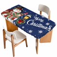 thumbnail image 1 of Blue Snowman Christmas Table Cloths for 3 Foot Rectangle Tables, Xmas Snowflake Botanical Patio Waterproof Elastic Fitted Tablecloths, Washable Rectangular Table Cover for Camping, 1 of 8
