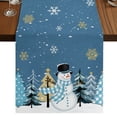 Snowflake Table View Blue Snowman Christmas Table Runner 36 Inches Long, Cotton Linen Table ...