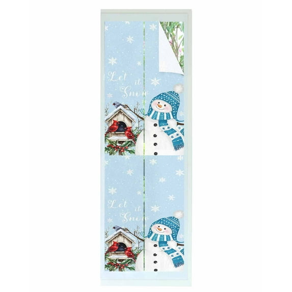 Blue Snowman Christmas Window Privacy Film Stained Glass Window Film Decorative Windows Cover Static Windows Cling for Glass Door Xmas Snowflake Birds Berry Winter Stickers for Bathroom 29.5"x118"