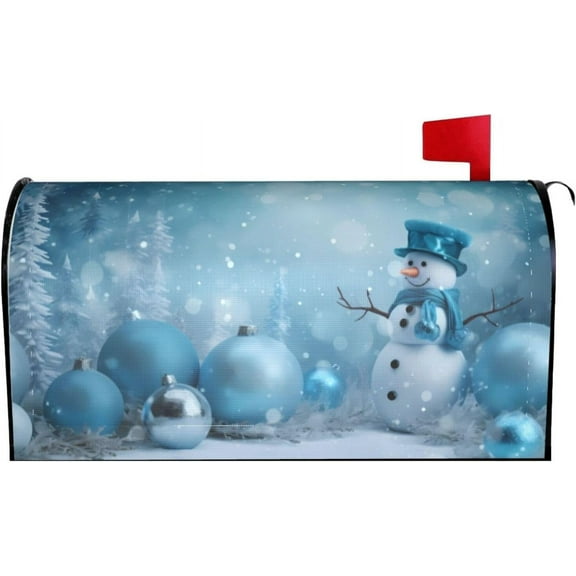 Blue Snowman Gifts Magnetic Mailbox Covers, Mail Wraps Garden Yard Home Decor for Outdoor Standard Size 21x18 in